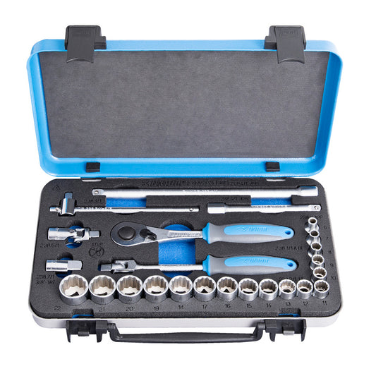 Socket set 3/8" in metal box 6:22MM 24P