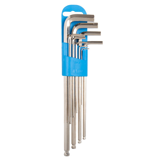 Set of ball-end hex wrenches, long type on plastic clip 1.5:10MM 9P